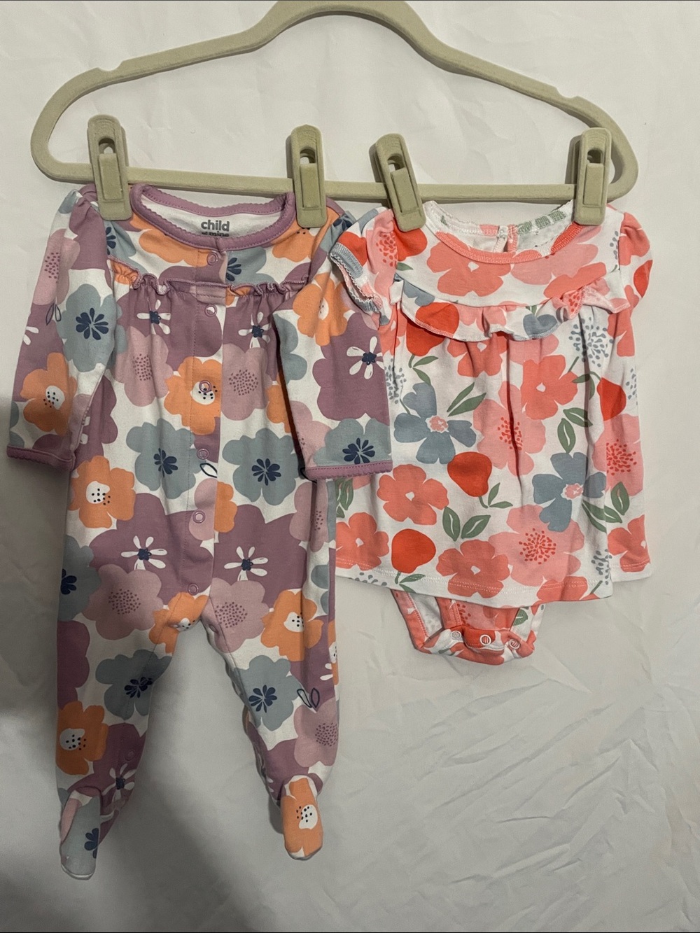 Carter’s Floral Baby Two-Piece Set - Purple & Coral Flowers